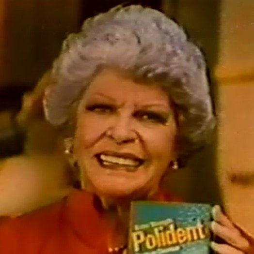 Actress Martha Raye wore dentures and sold Polident