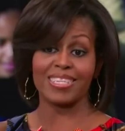 First Lady Michelle Obama's big teeth and jaw